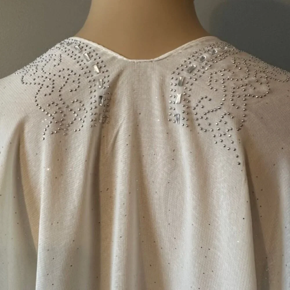 NWT JESSICA MCCLINTOCK SHEER SPARKLY IVORY COLOR KIMONO